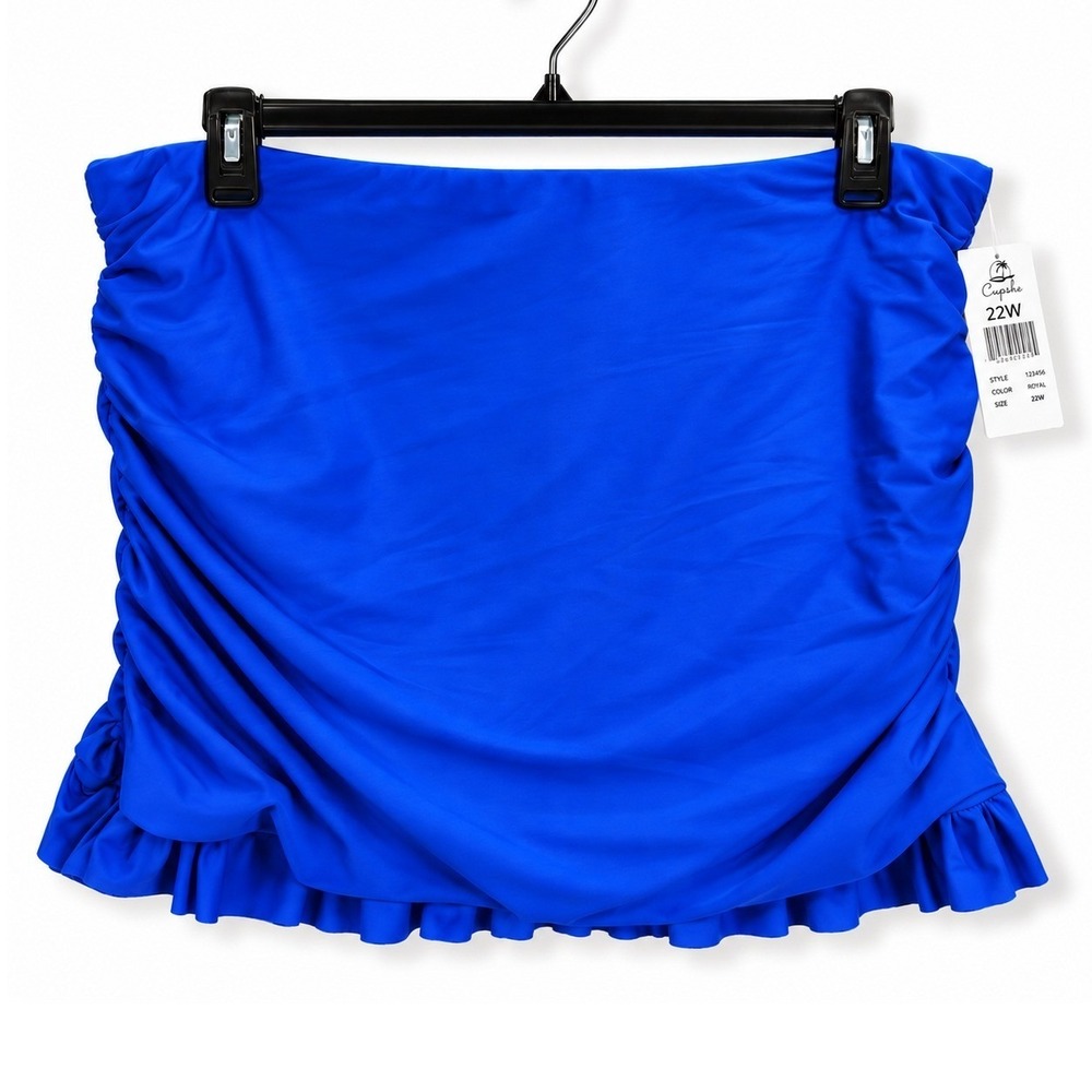 Raisins Curve Echo Skirt Swim Bottom Blue Ruched Ruffle Plus Size 22W M840068